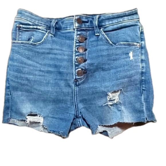 (156)     Abercrombie & Fitch,  distressed, jean shorts, - Picture 1 of 4